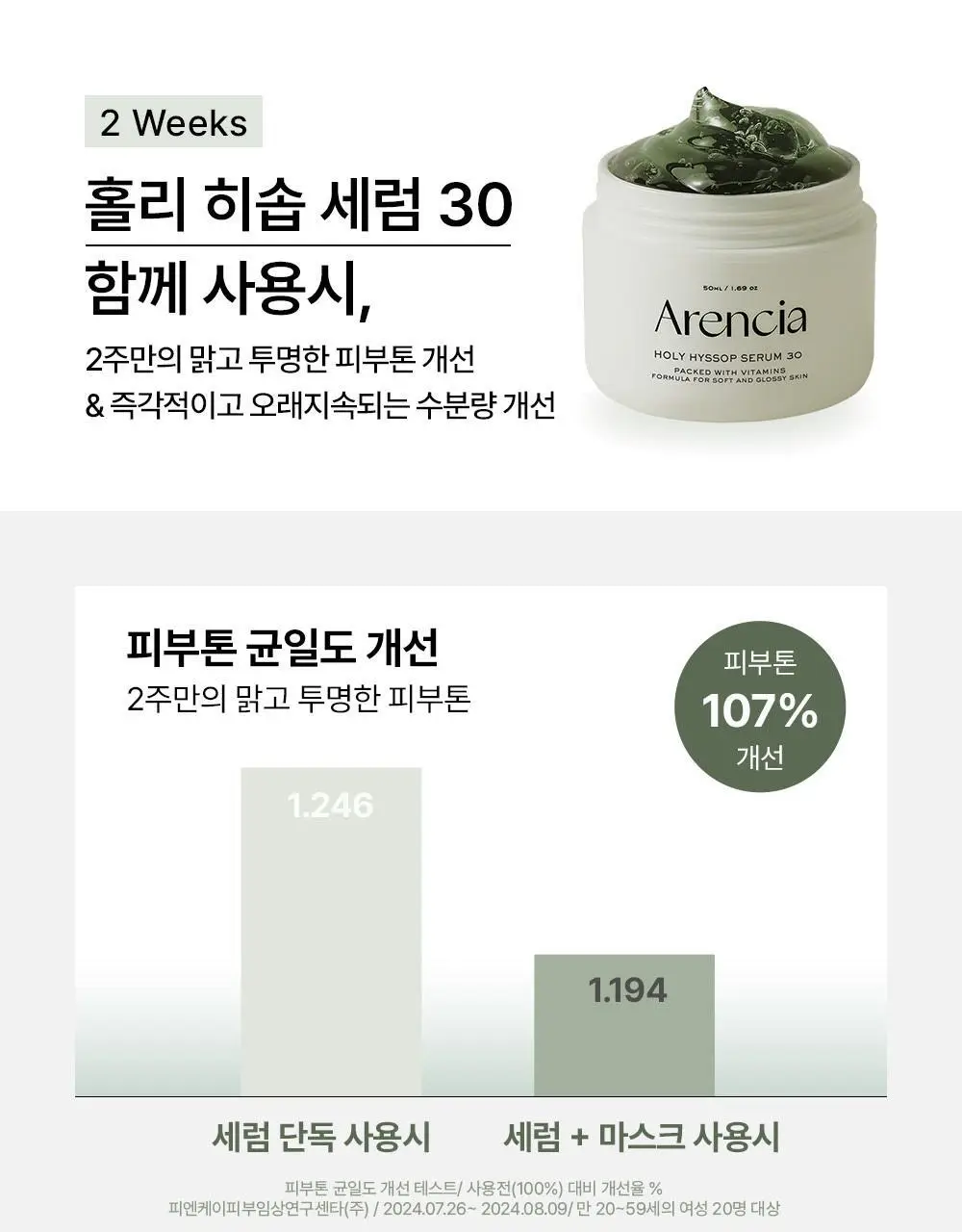 [붙이는 세럼팩] 아렌시아 홀리 히솝 마스크팩 4매 (+1매 증정) 상세페이지 12